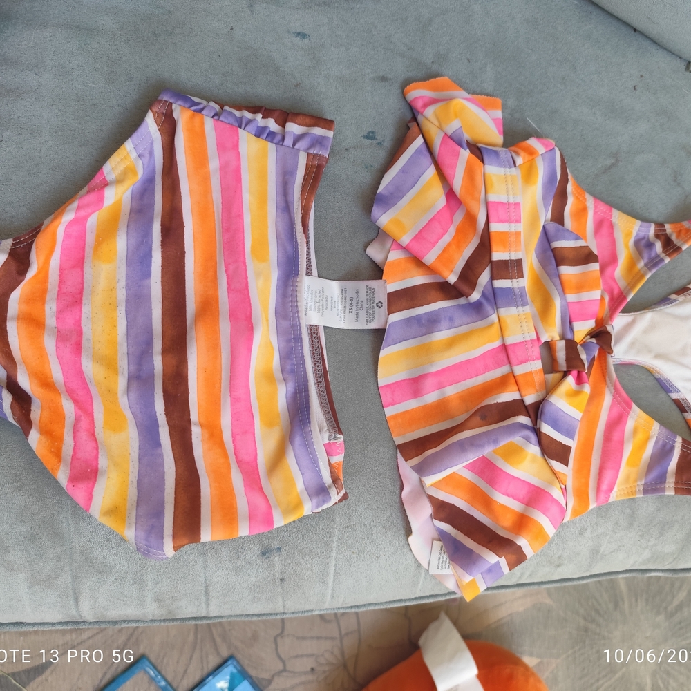 Colorful Striped Two-Piece Swimsuit